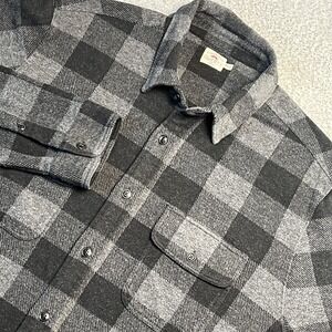 Faherty Legend Sweater Shirt Mens 2XL Black Gray Buffalo Check Flannel Casual